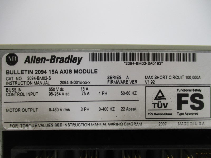 ALLEN BRADLEY 2094-BM02-S SER. A F/W 1.92 NSMP