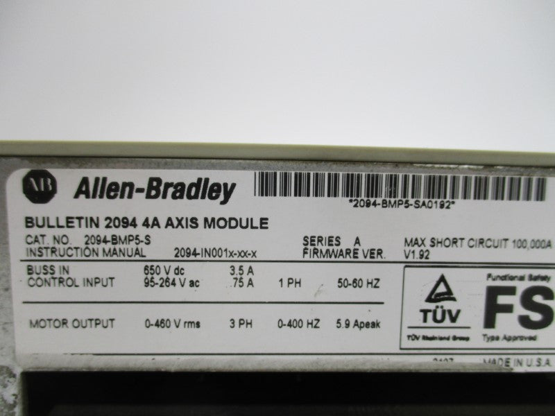ALLEN BRADLEY 2094-BMP5-S SER. A F/W 1.92 UNMP