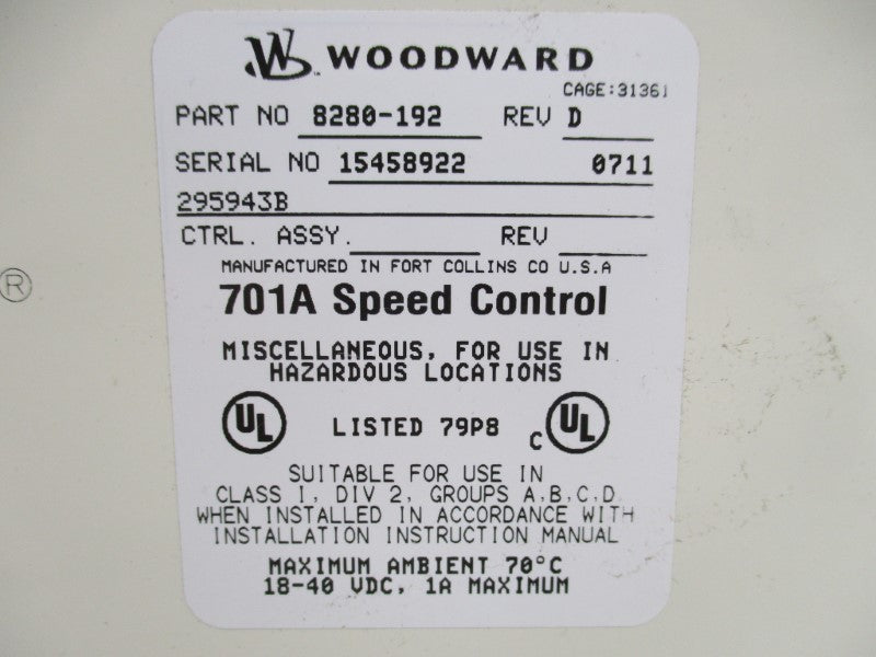 WOODWARD 8280-192 UNMP