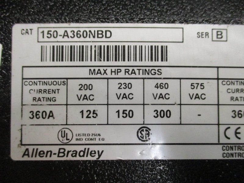 ALLEN BRADLEY 150-A360NBD SER. B UNMP