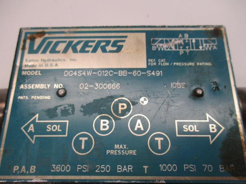 VICKERS DG4S4W-012C-BB-60-S491 (AS PICTURED) UNMP