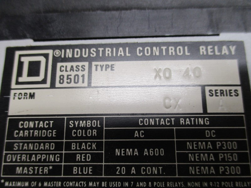 SQUARE D 8501XO40V02 SER. A 110/120V NSMP
