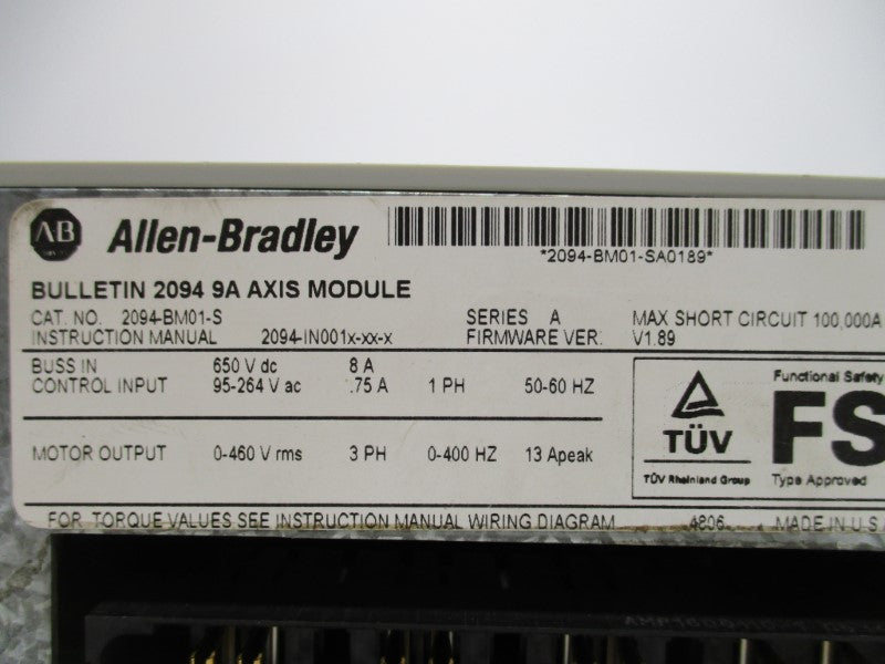 ALLEN BRADLEY 2094-BM01-S SER. A F/W 1.89 UNMP