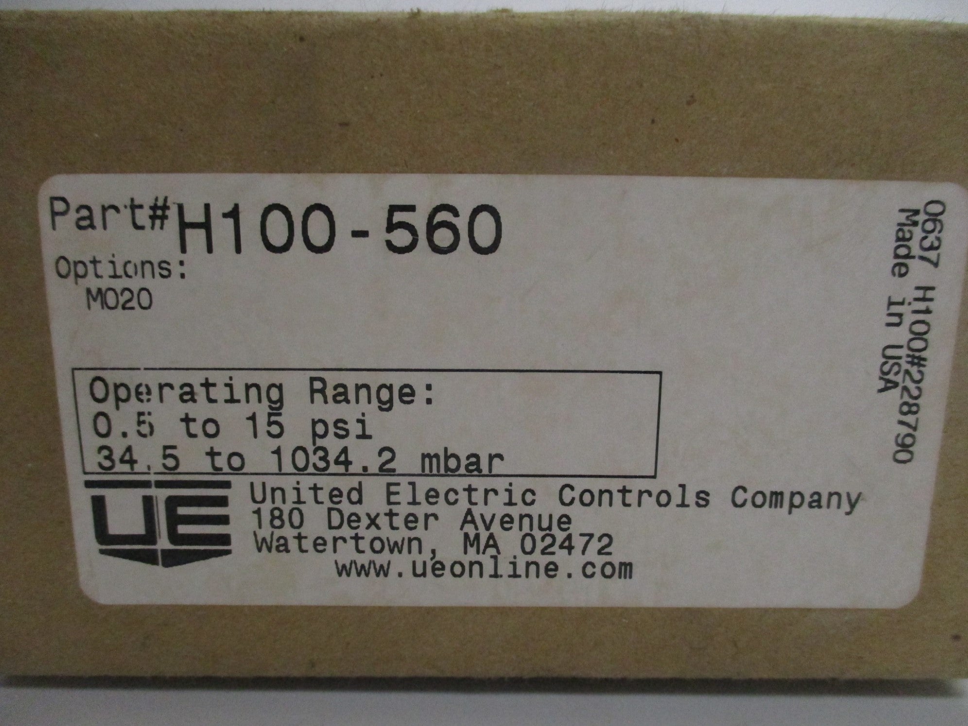 UNITED ELECTRIC H100-560 NSMP