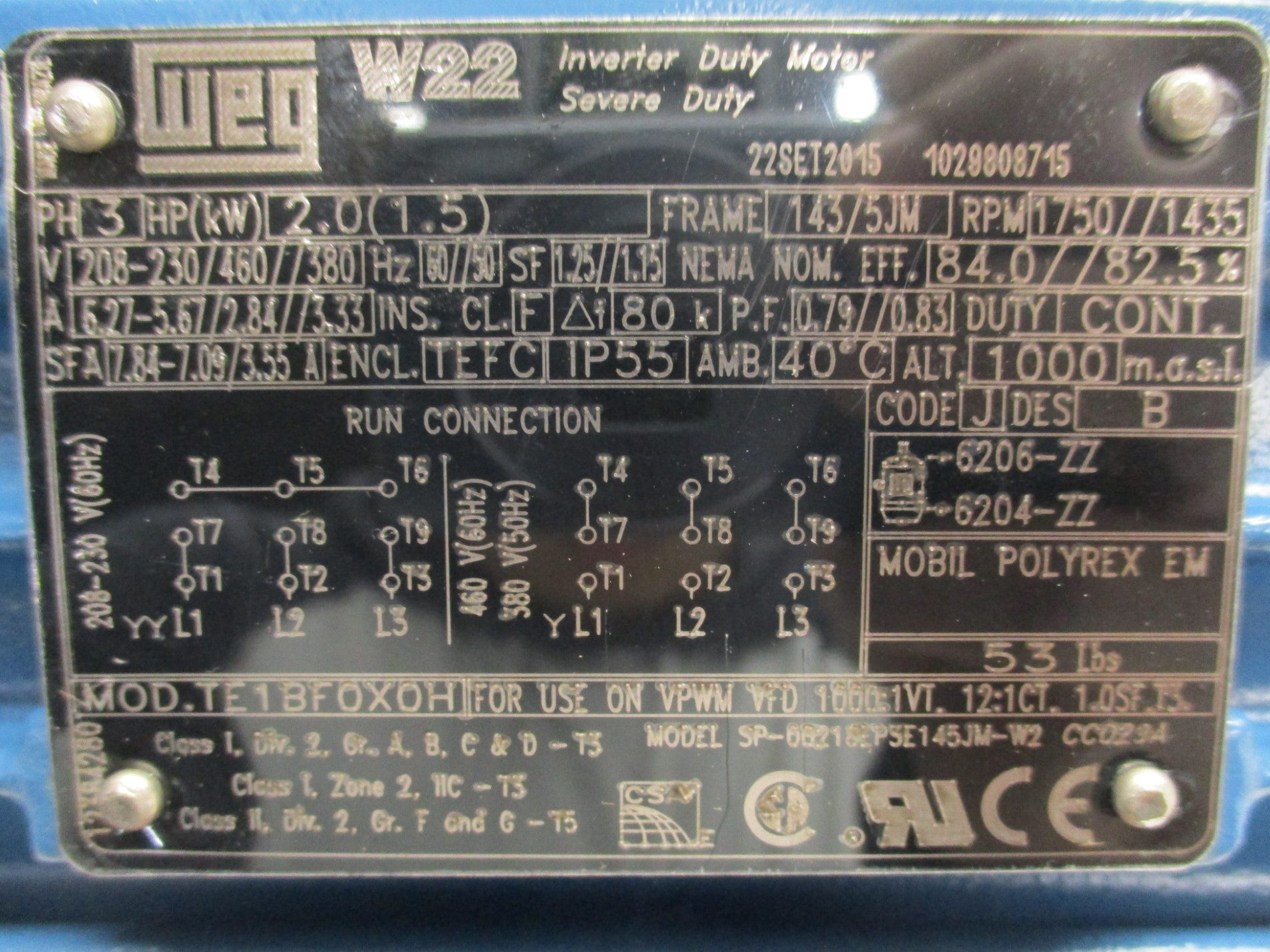 WEG SP-00218EP3E145JM-W2 NSMP