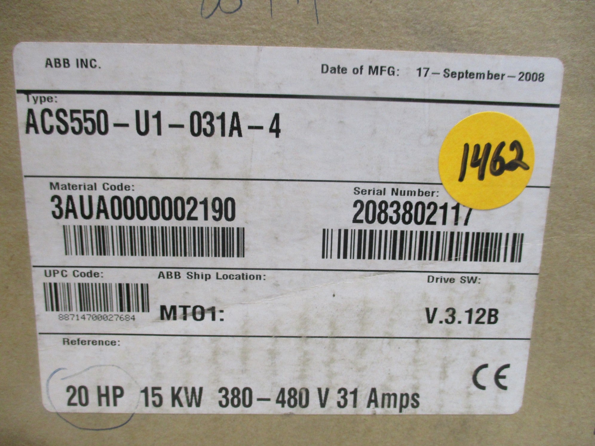 ABB ACS550-U1-031A-4 NSFS