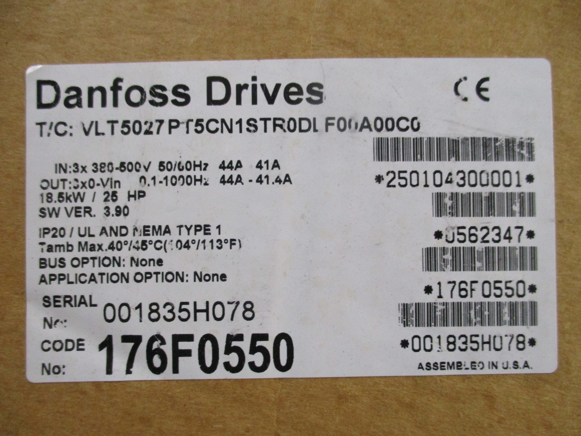 DANFOSS VLT5027PT5CN1STR0DLF00A00C0 NSMP
