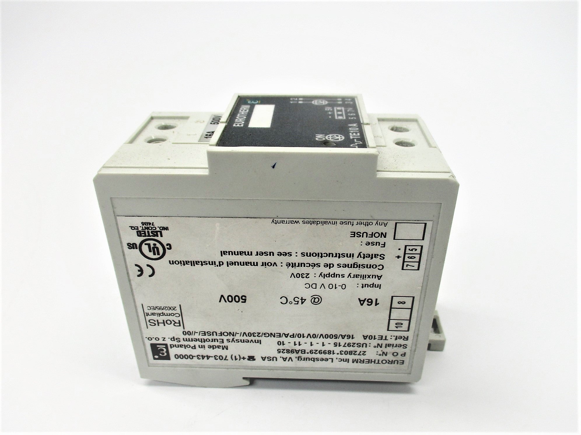 EUROTHERM TE10A/16A/500V/0V10/PA/ENG/230V/-/NONFUSE/-//00 NSNP