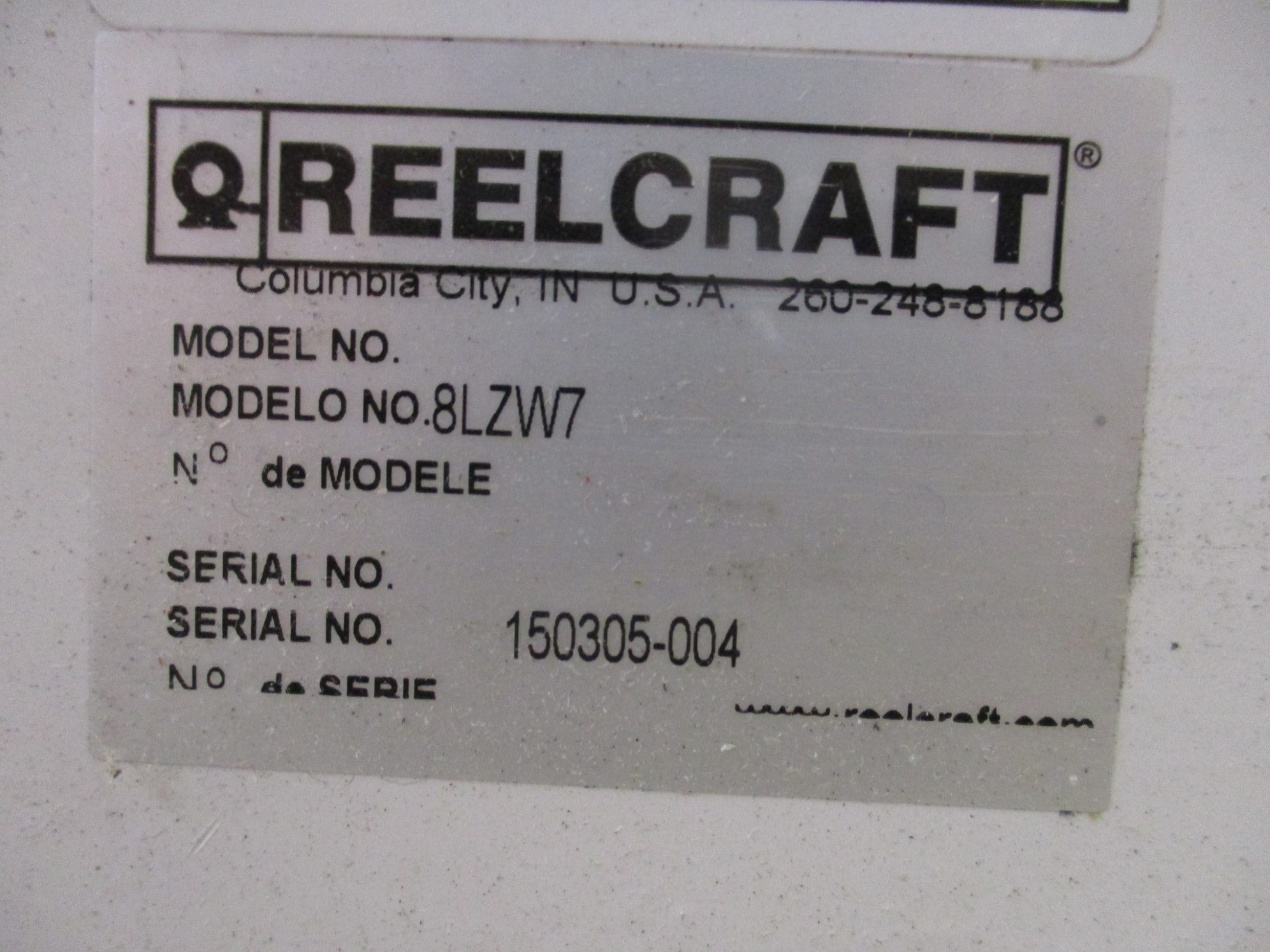REELCRAFT 8LZW7 NSMP