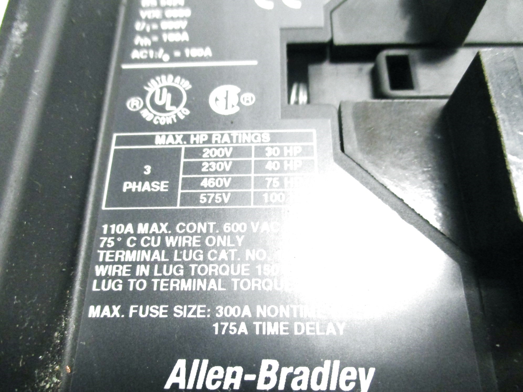 ALLEN BRADLEY 100-B110ND3 SER. B 120V UNMP