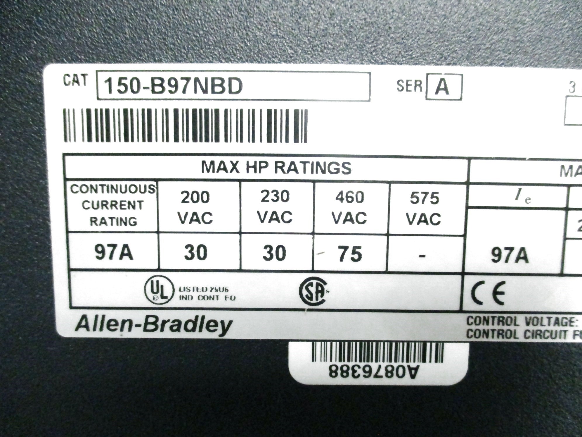 ALLEN BRADLEY 150-B97NBD SER. A UNMP