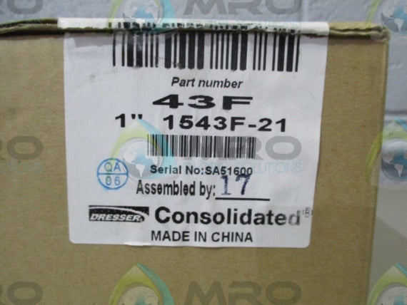 DRESSER CONSOLIDATED 1543F-21 SAFETY RELIEF VALVE 1" * NEW IN BOX *