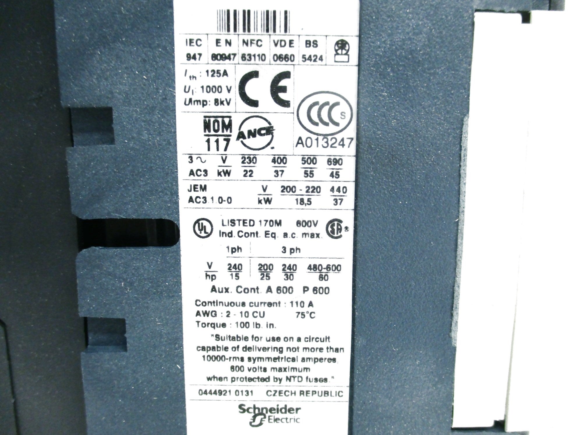 TELEMECANIQUE LC1D80BD 24VDC NSMP