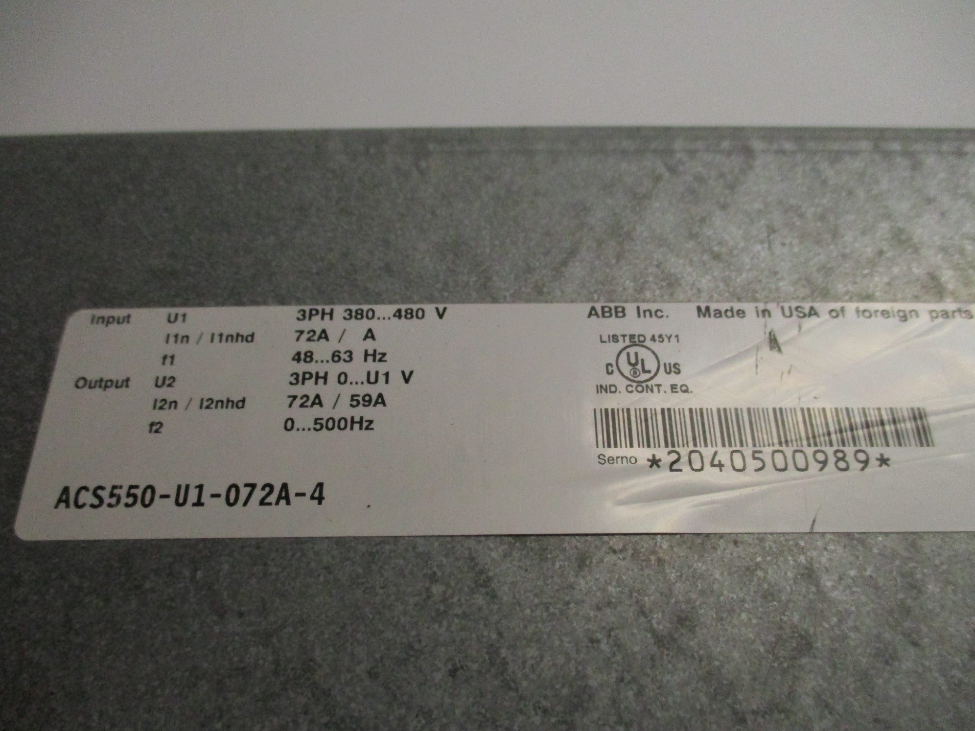 ABB ACS550-U1-072A-4 UNMP