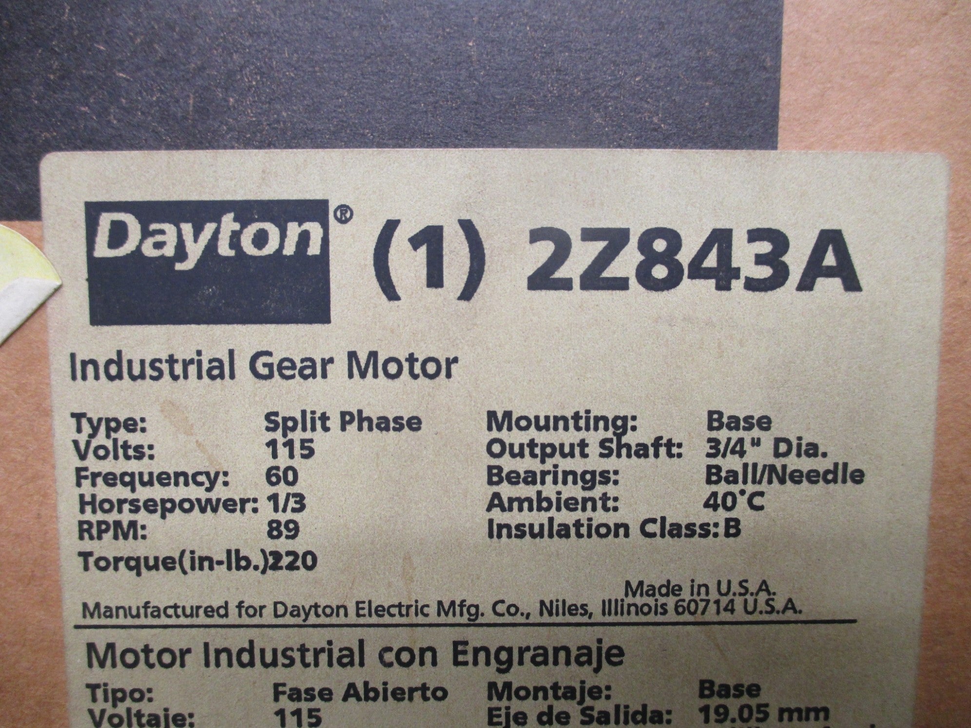 DAYTON 2Z843A NSMP