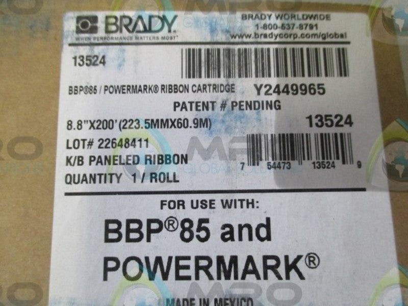 BRADY 13524 RIBBON CARTRIDGE 8.8" x 200'  NSMP
