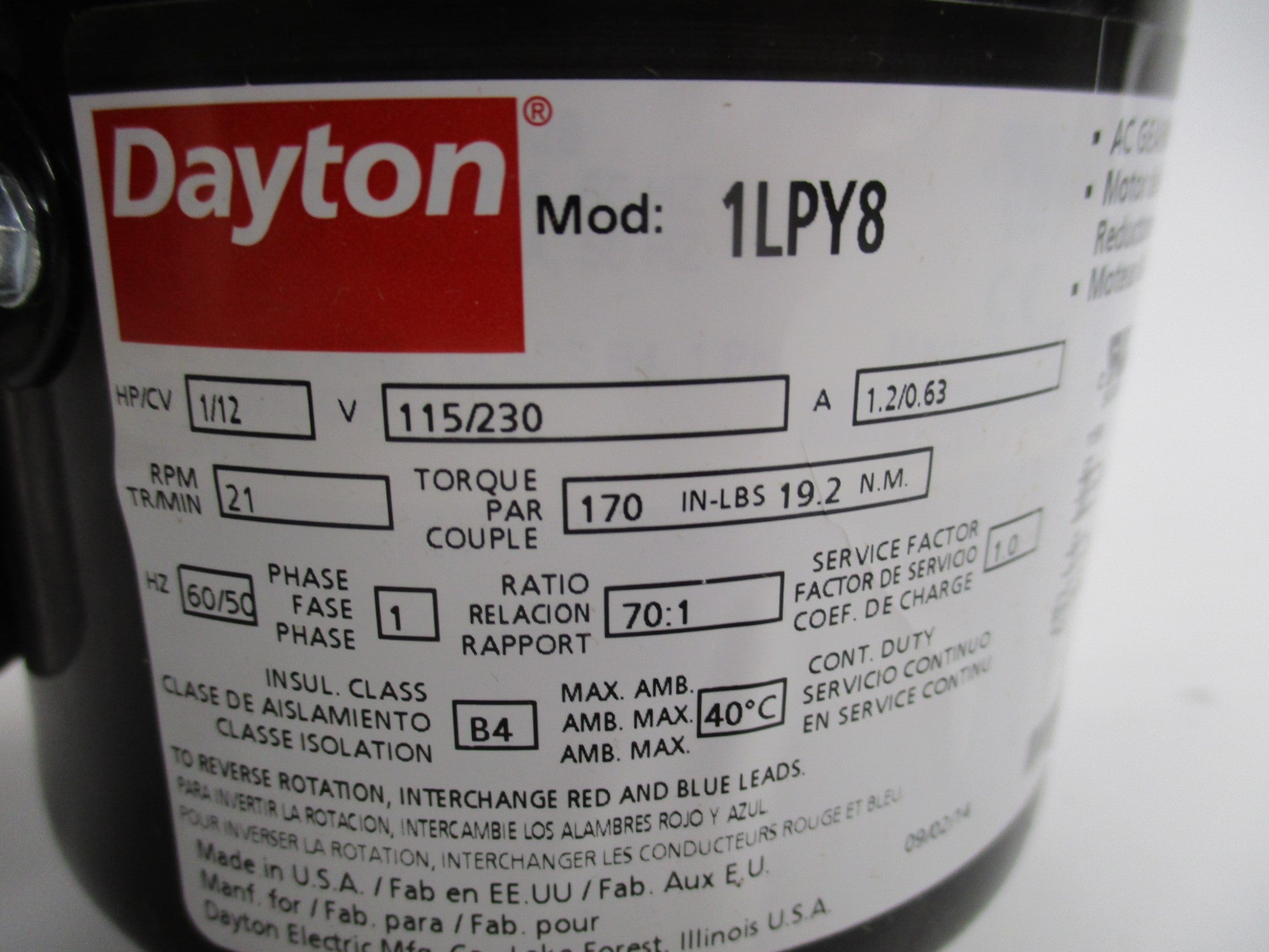 DAYTON 1LPY8 NSMP