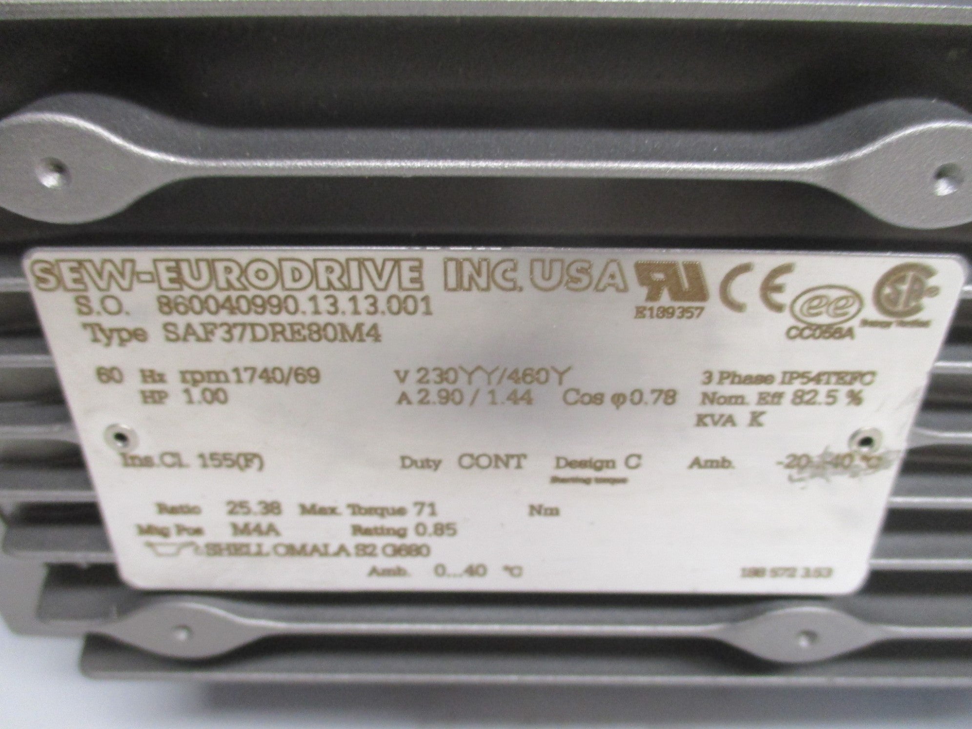 SEW EURODRIVE SAF37DRE80M4 NSMP