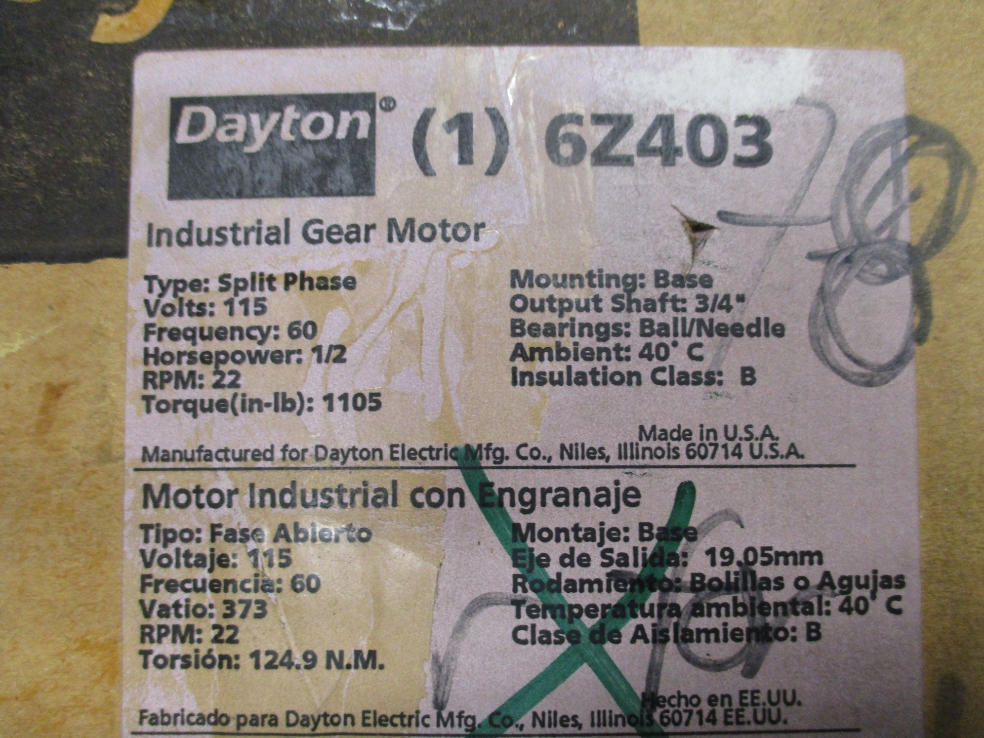 DAYTON 6Z403 NSMP
