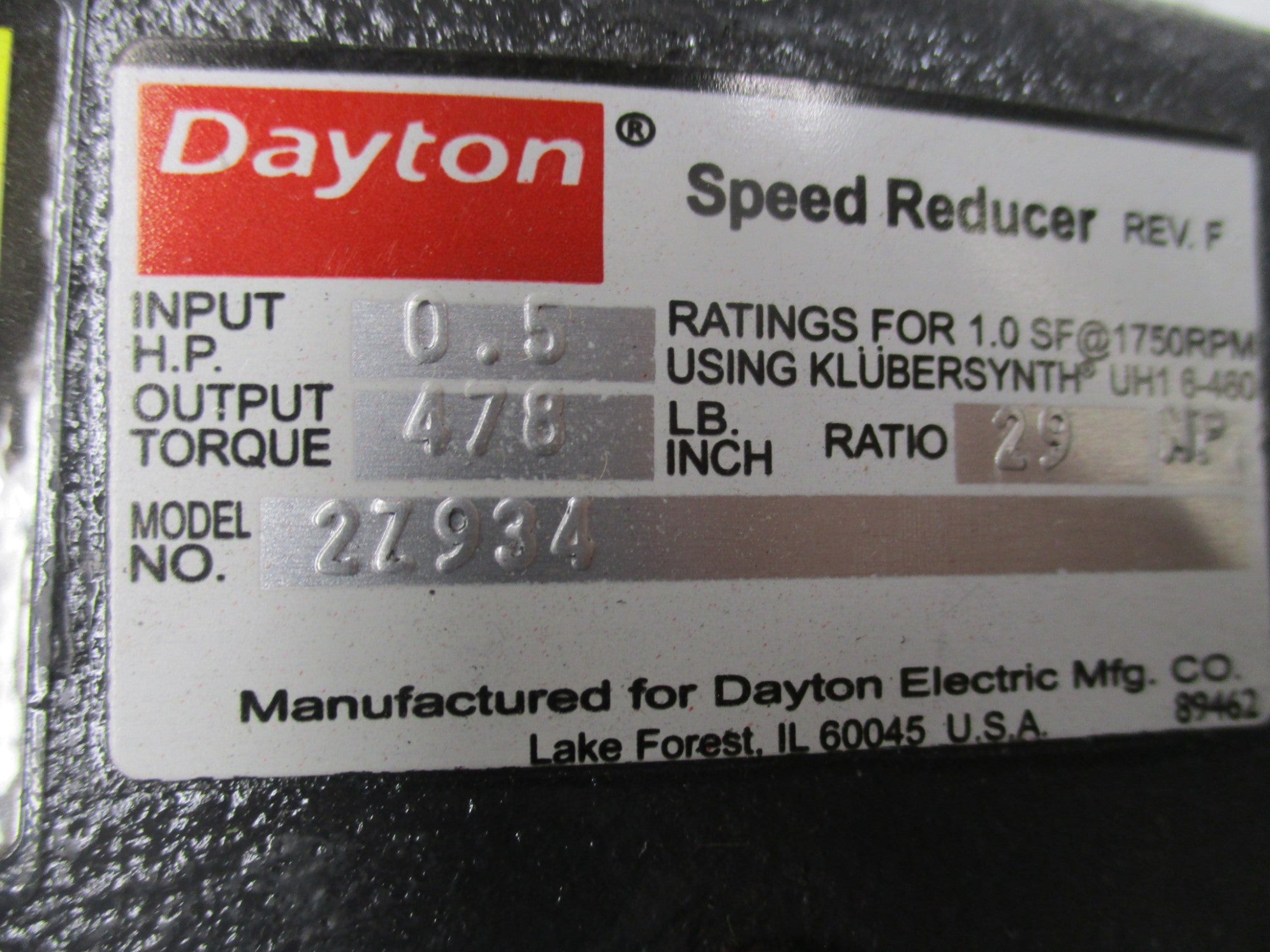 DAYTON 2Z934 (AS PICTURED) NSNP