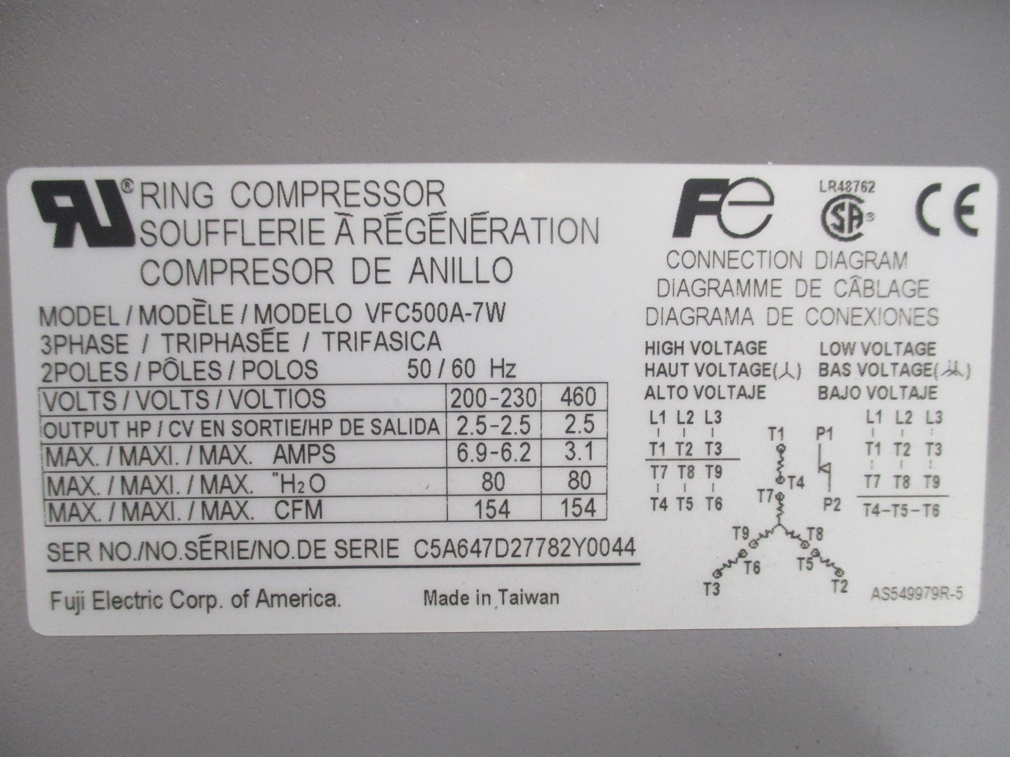 FUJI ELECTRIC VFC500A-7W 460V 3.1A NSMP