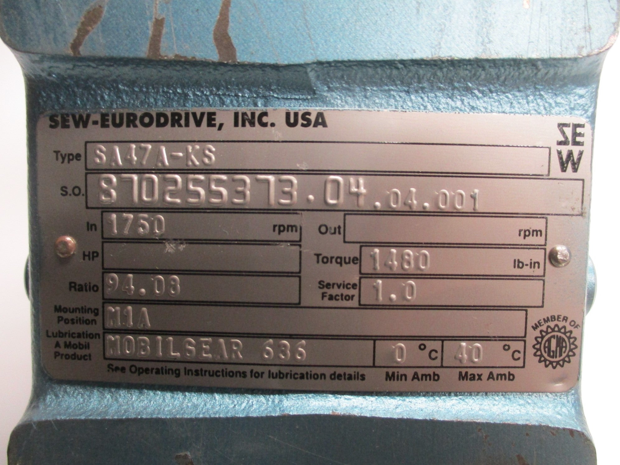 SEW EURODRIVE SA47A-KS NSNP