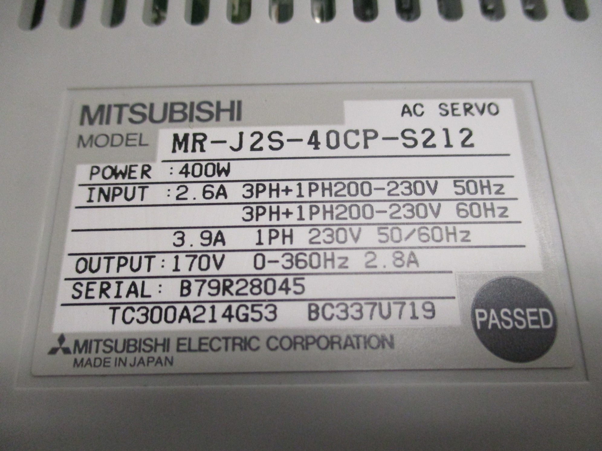 MITSUBISHI MR-J2S-40CP-S212 NSMP