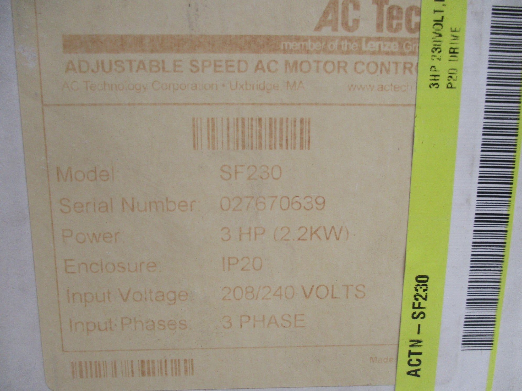 AC TECH SF230 NSFS