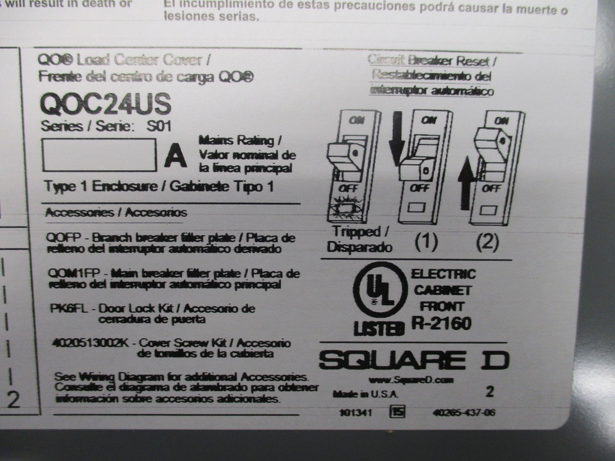 SQUARE D QOC24US SER. S01 NSMP