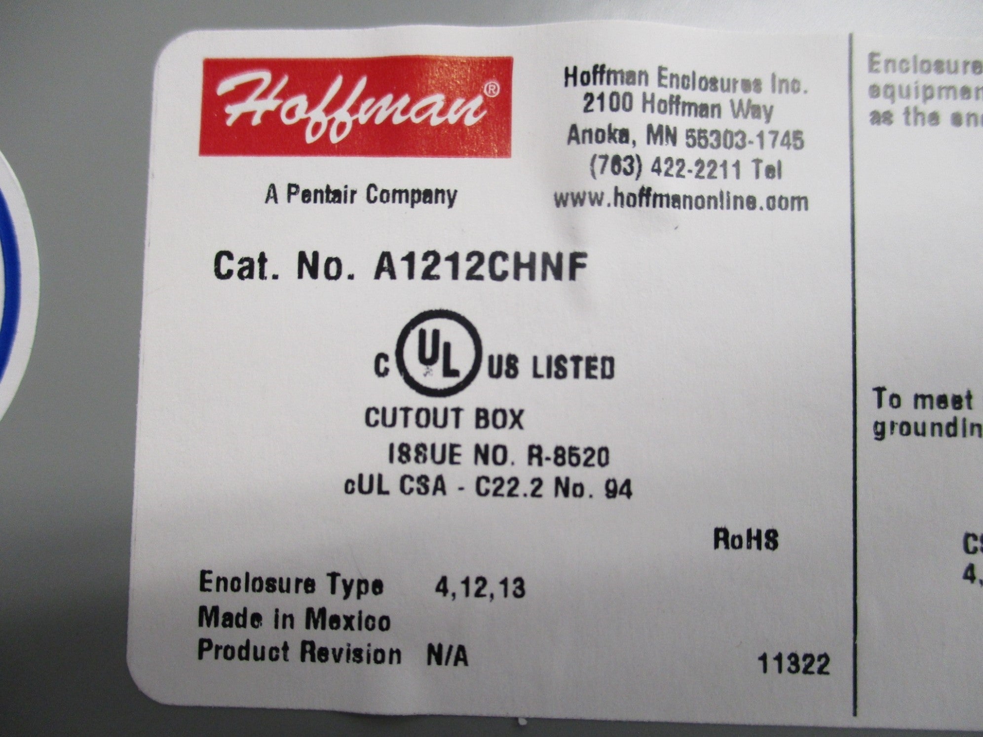 HOFFMAN A1212CHNF NSNP