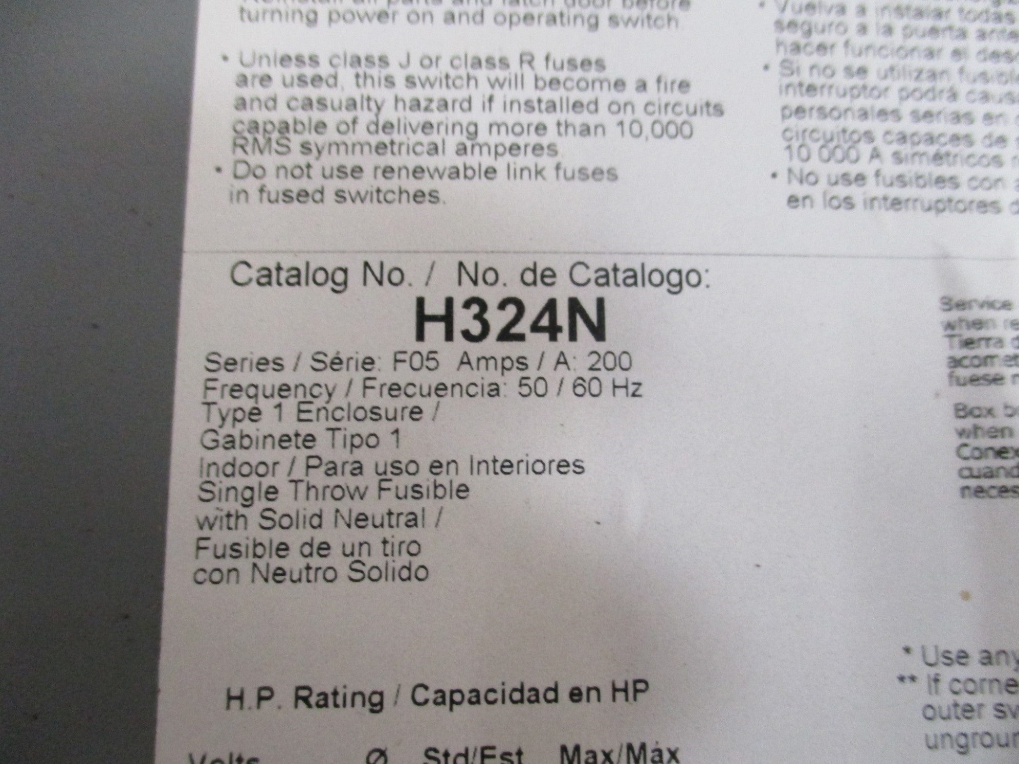SQUARE D H324N SER. F05 NSMP