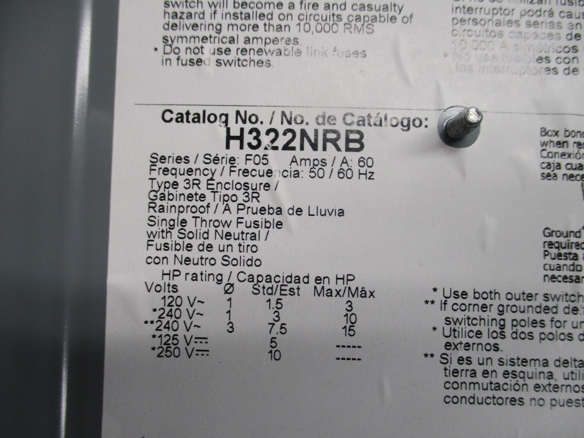 SQUARE D H322NRB SER. F05 NSNP