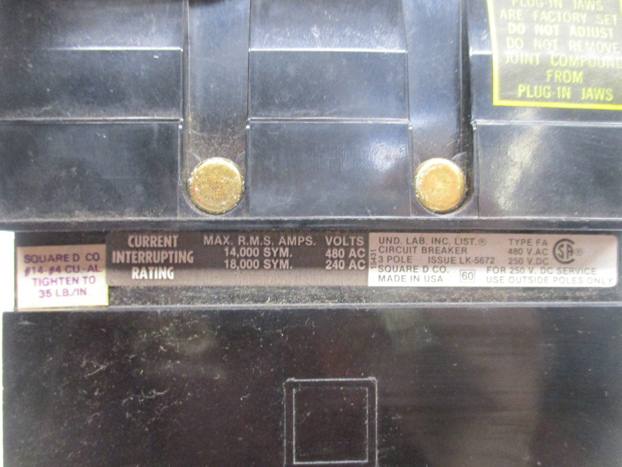 SQUARE D FA-34020 20A 480V (BLACK) NSNP