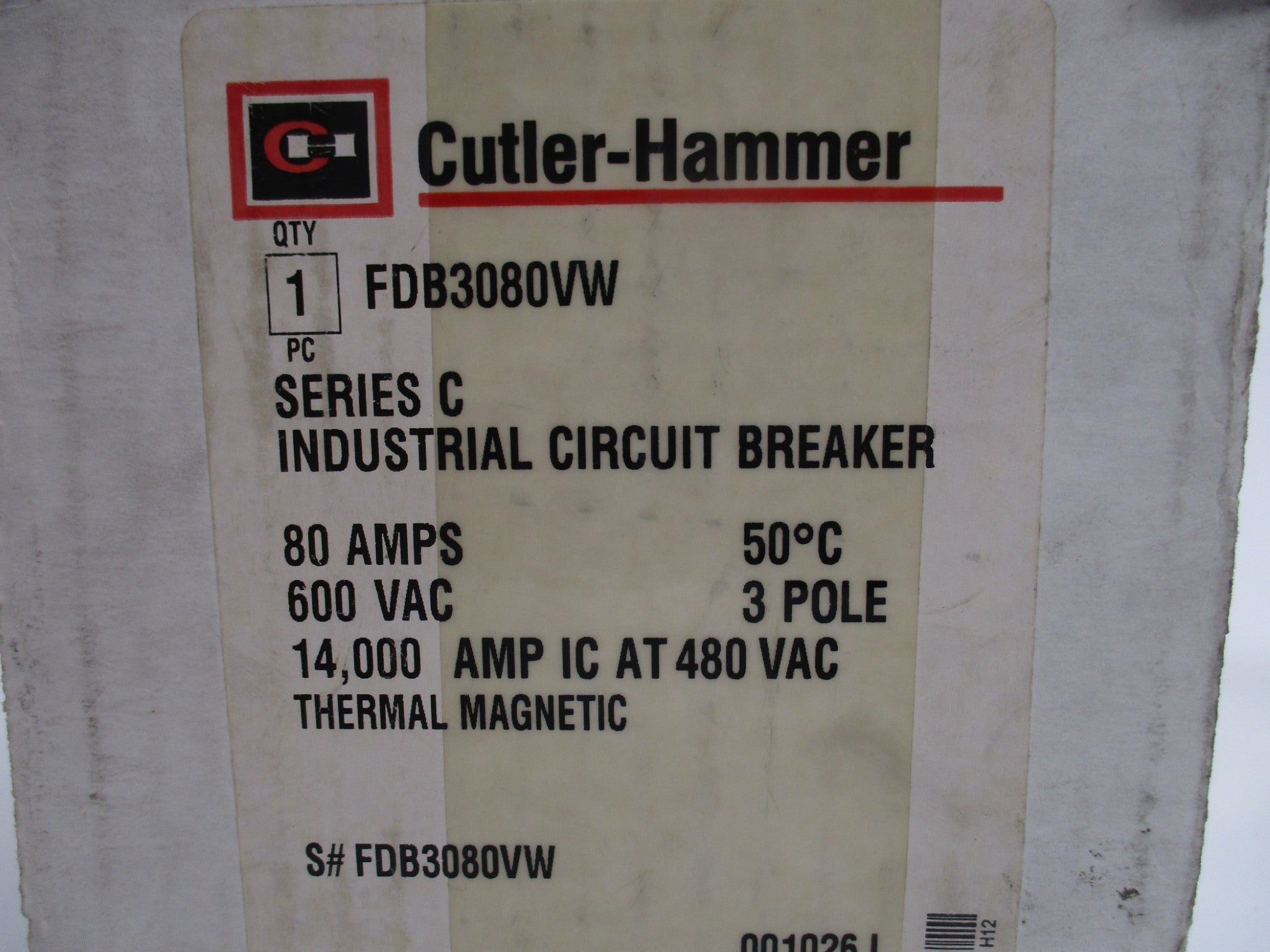 CUTLER HAMMER FDB3080VW SER. C 80A 600V (BLUE) NSMP