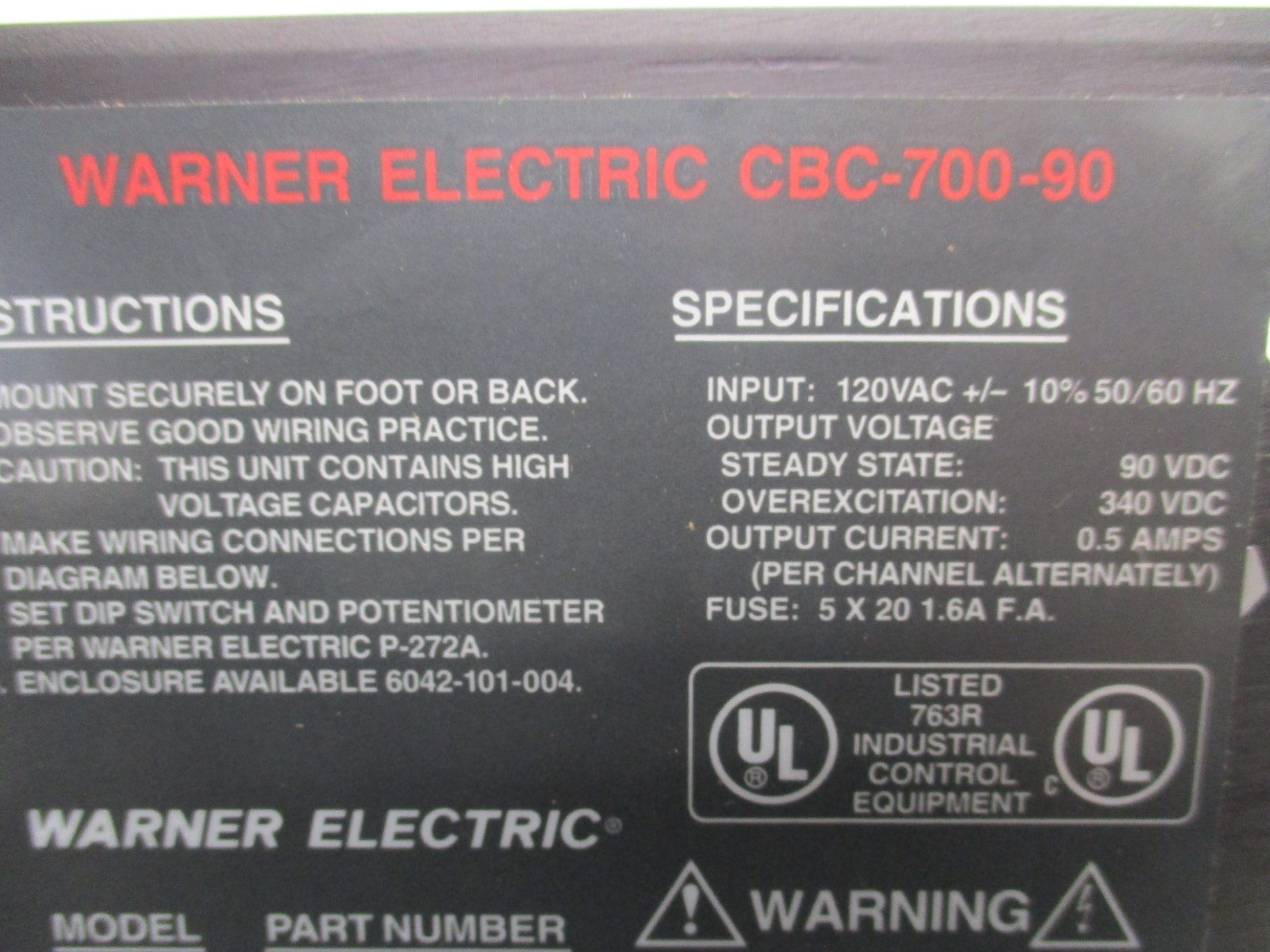 WARNER ELECTRIC CBC-700-90 NSNP