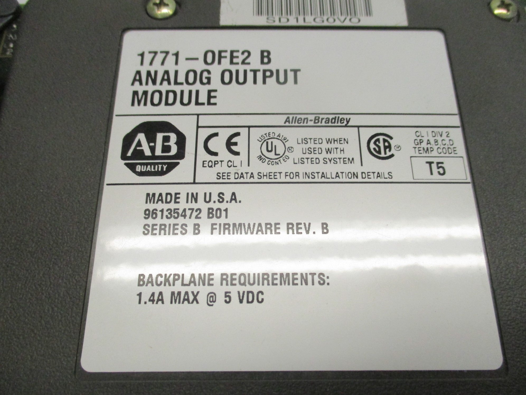 ALLEN BRADLEY 1771-OFE2 SER. B F/W B NSNP
