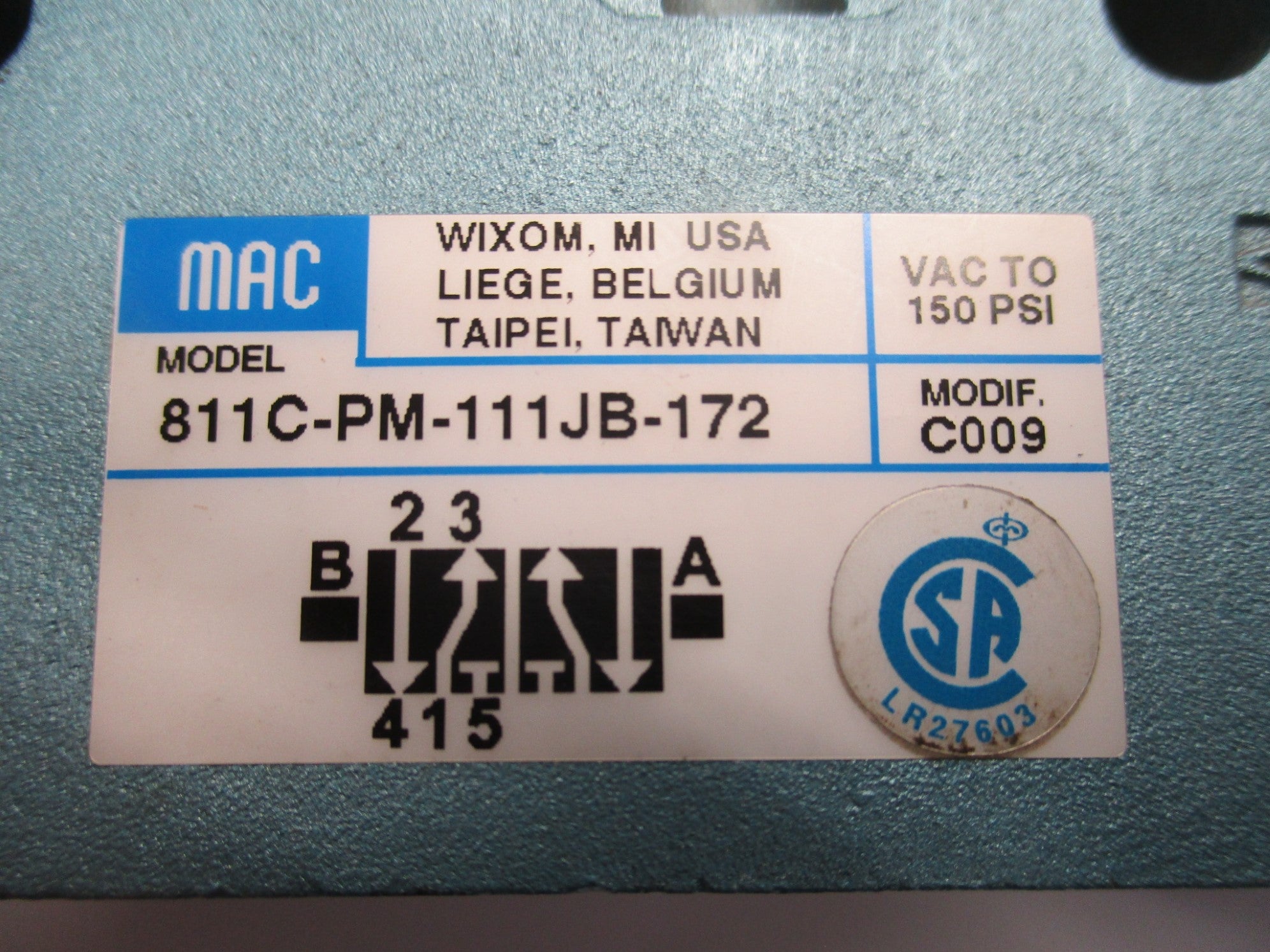MAC 811C-PM-111JB-172 120V UNMP