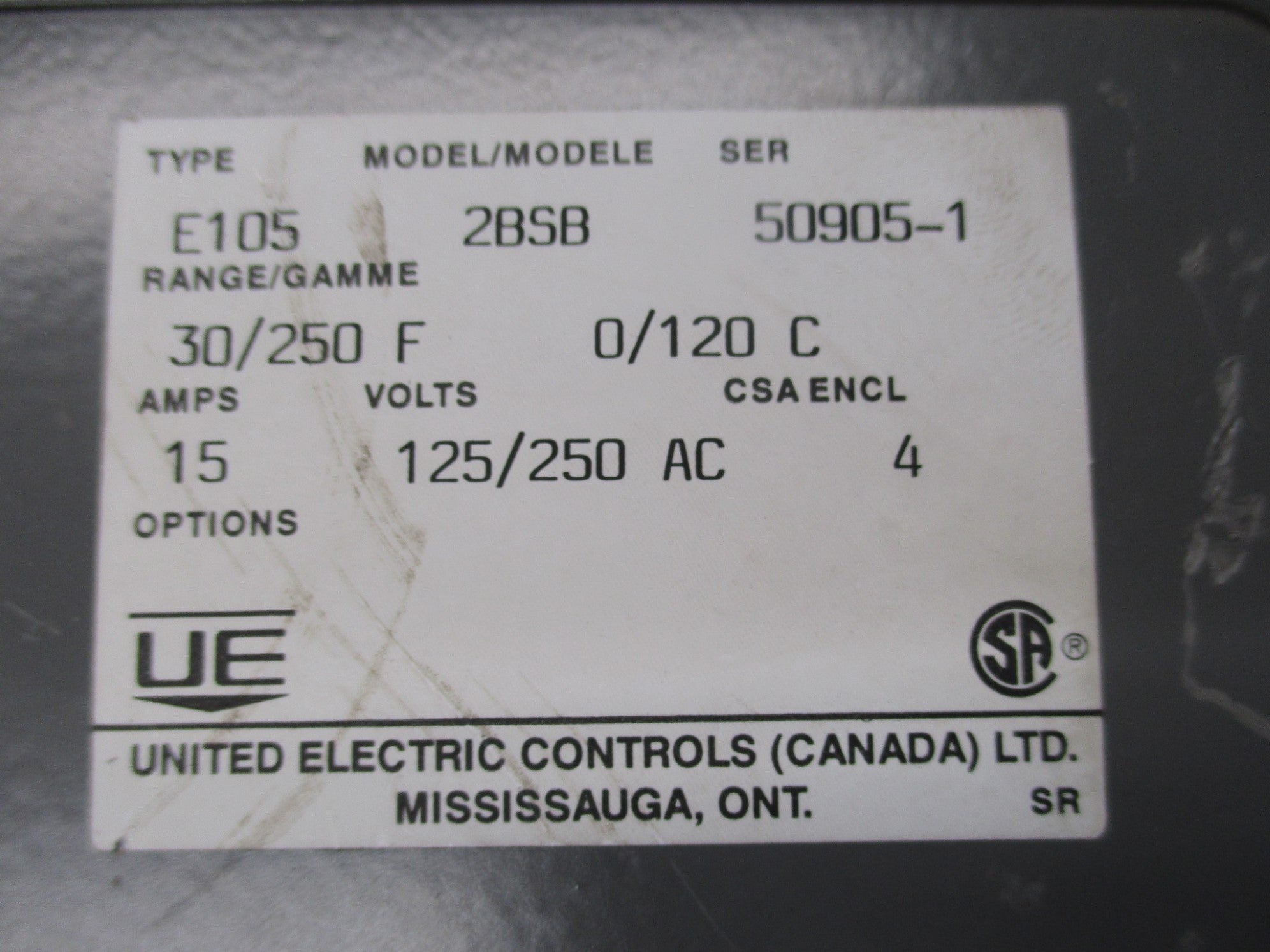 UNITED ELECTRIC E1052BSB NSNP