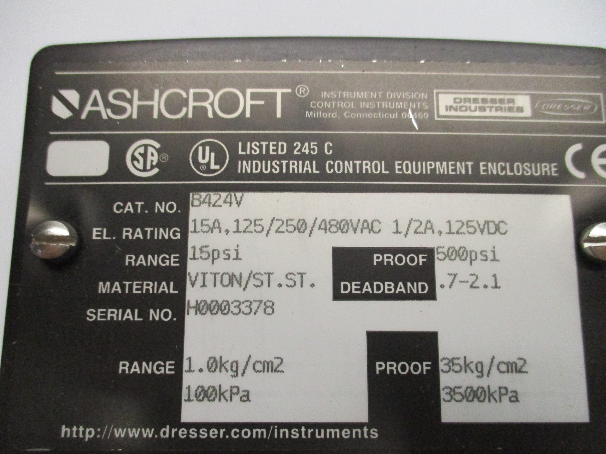 ASHCROFT B424V NSMP