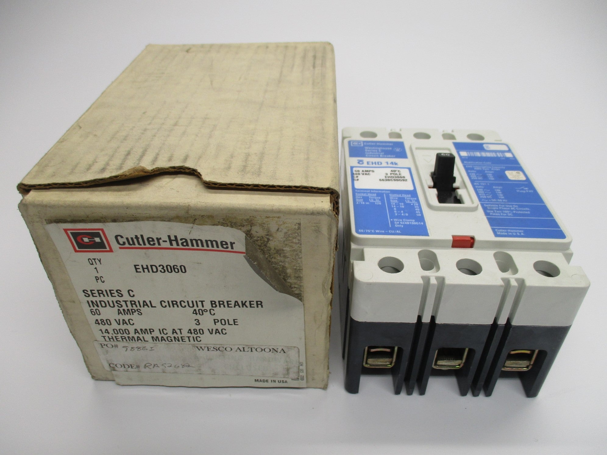 CUTLER HAMMER EHD3060 SER. C 60A 480V (BLUE) NSMP