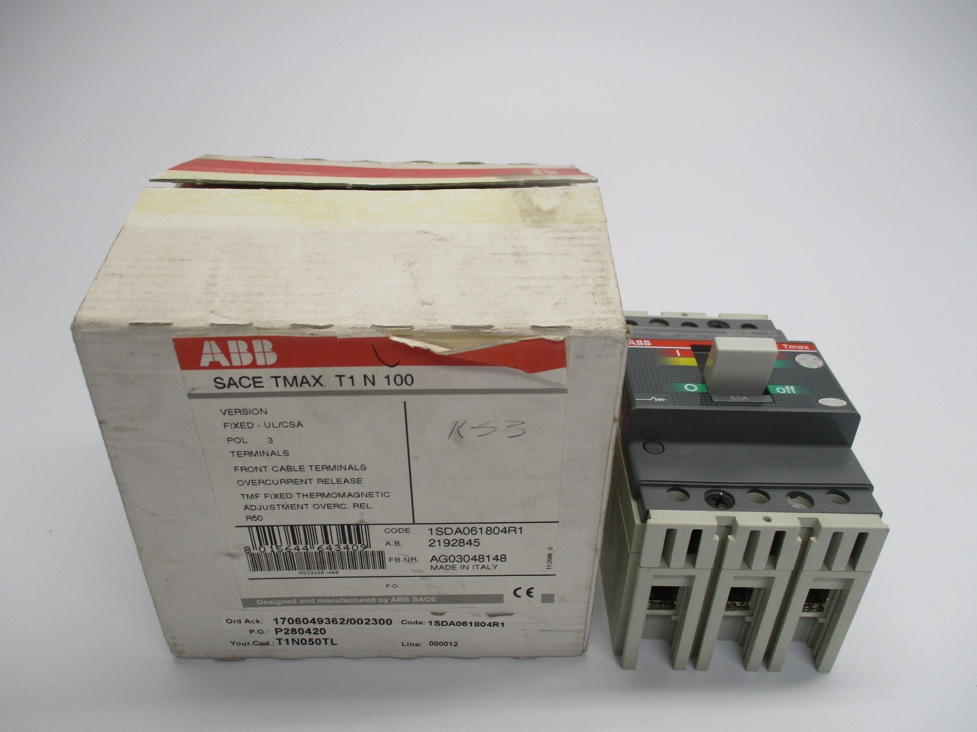 ABB SACE-TMAX-T1-N-100 480V NSMP