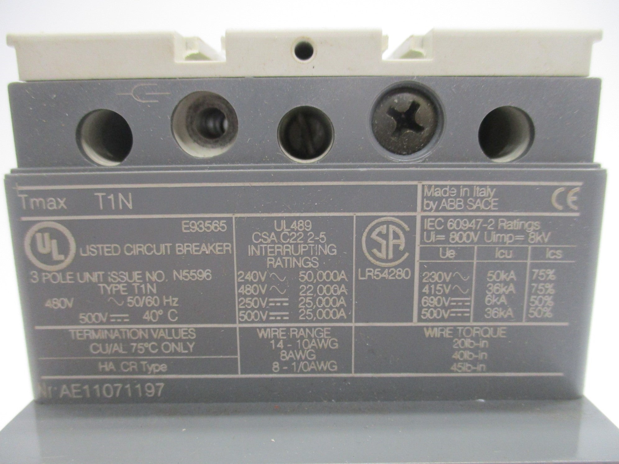 ABB SACE-TMAX-T1-N-100 480V NSMP