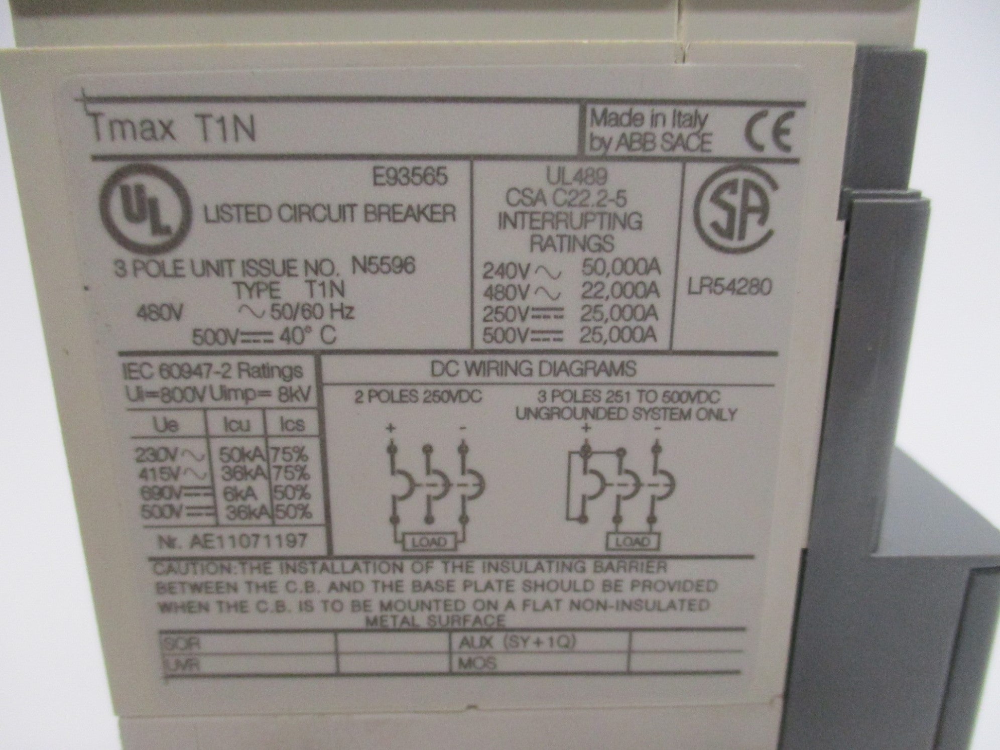 ABB SACE-TMAX-T1-N-100 480V NSMP