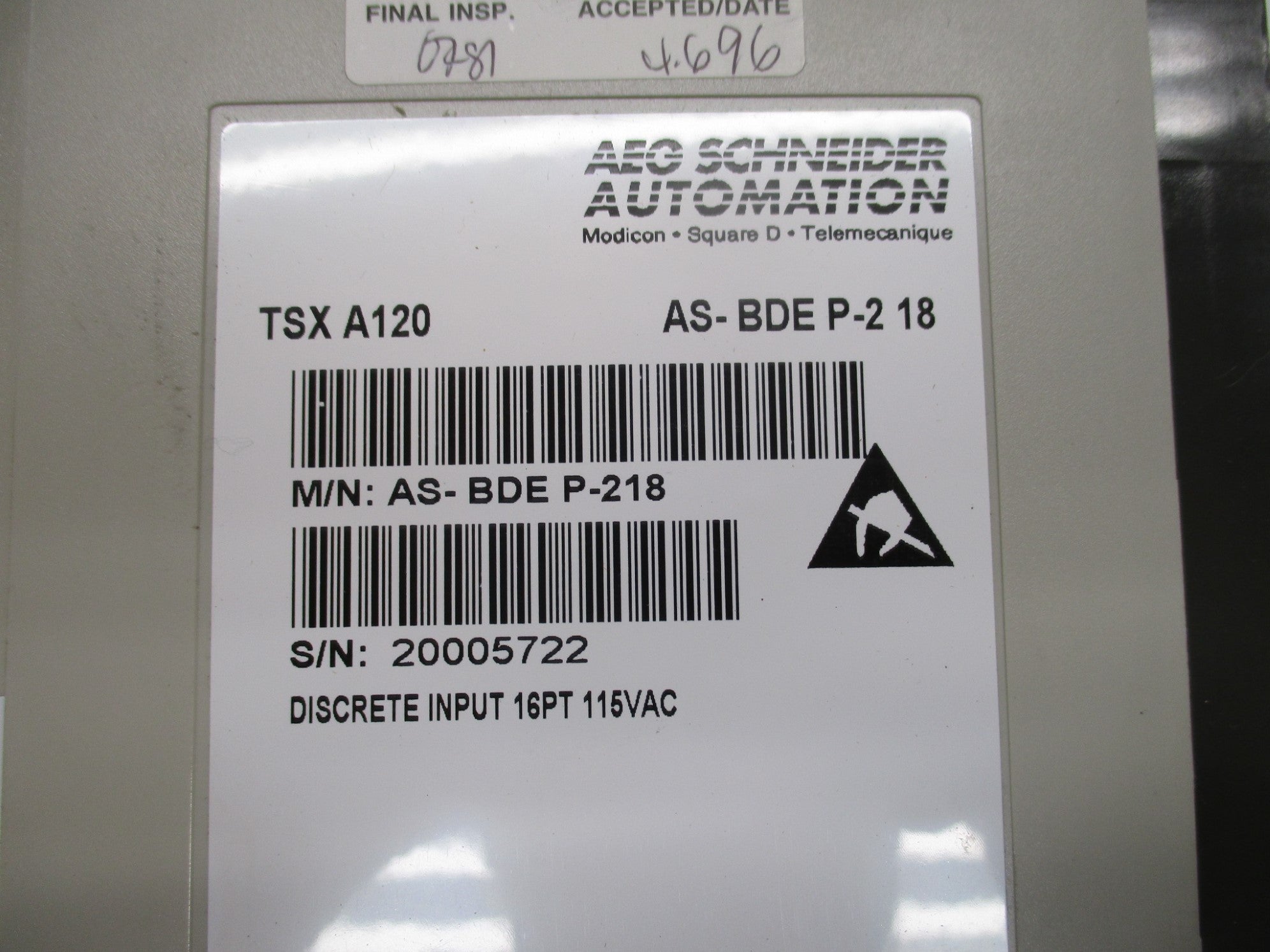 SCHNEIDER AUTOMATION AS-BDEP-218 115VAC NSMP