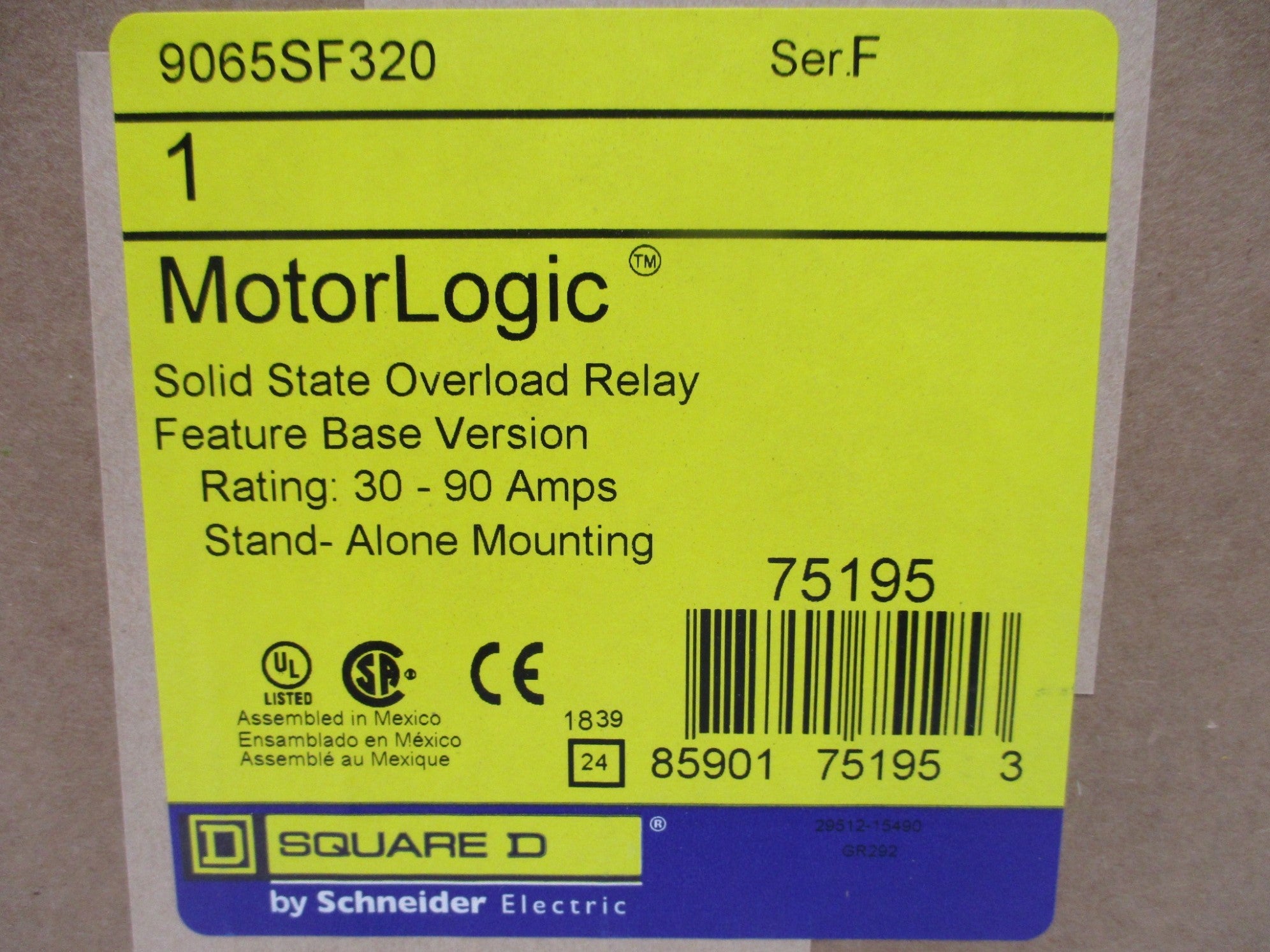 SQUARE D 9065SF320 SER. F 30-90A NSFS