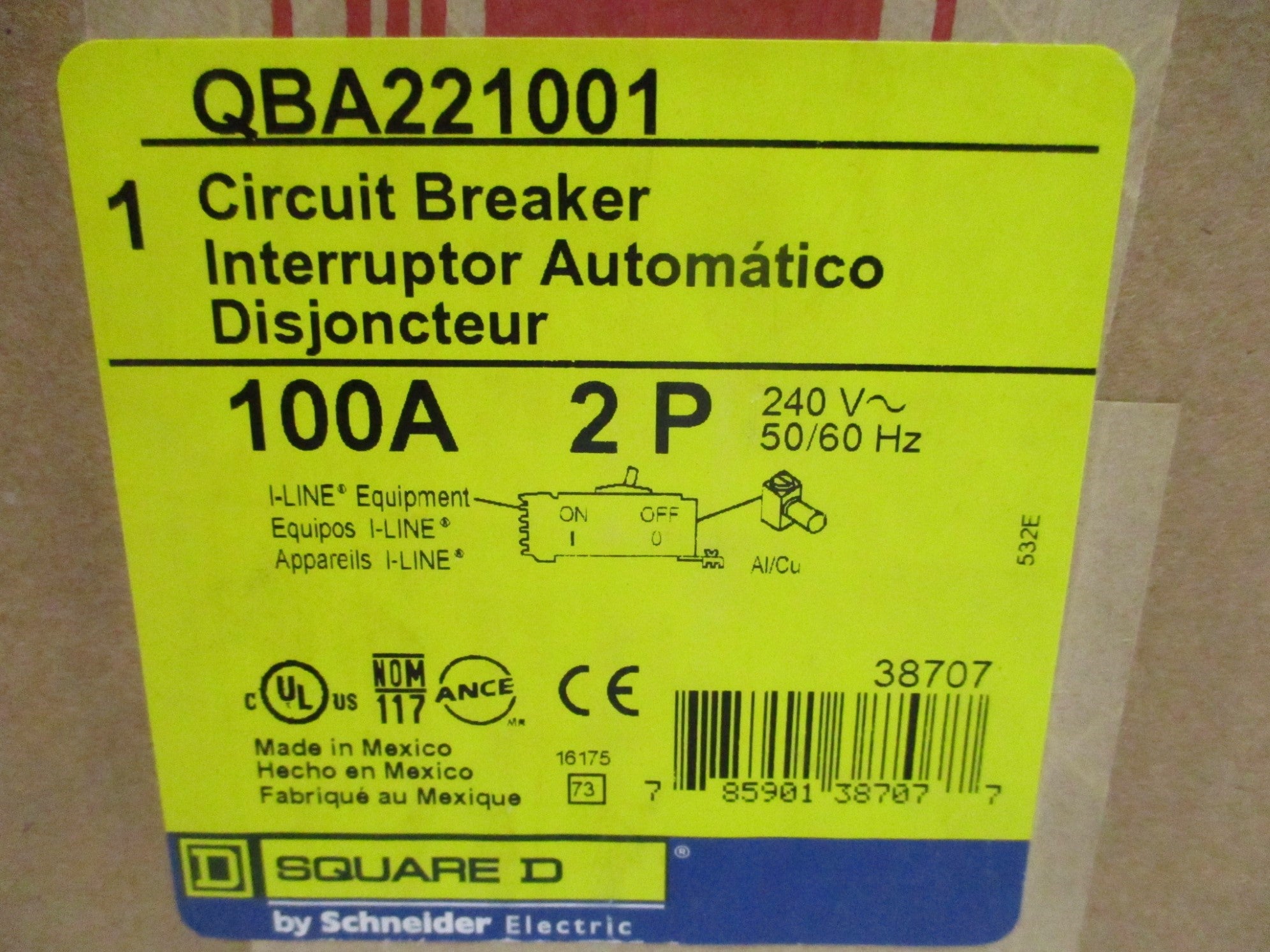 SQUARE D QBA221001 100A 240V NSFS