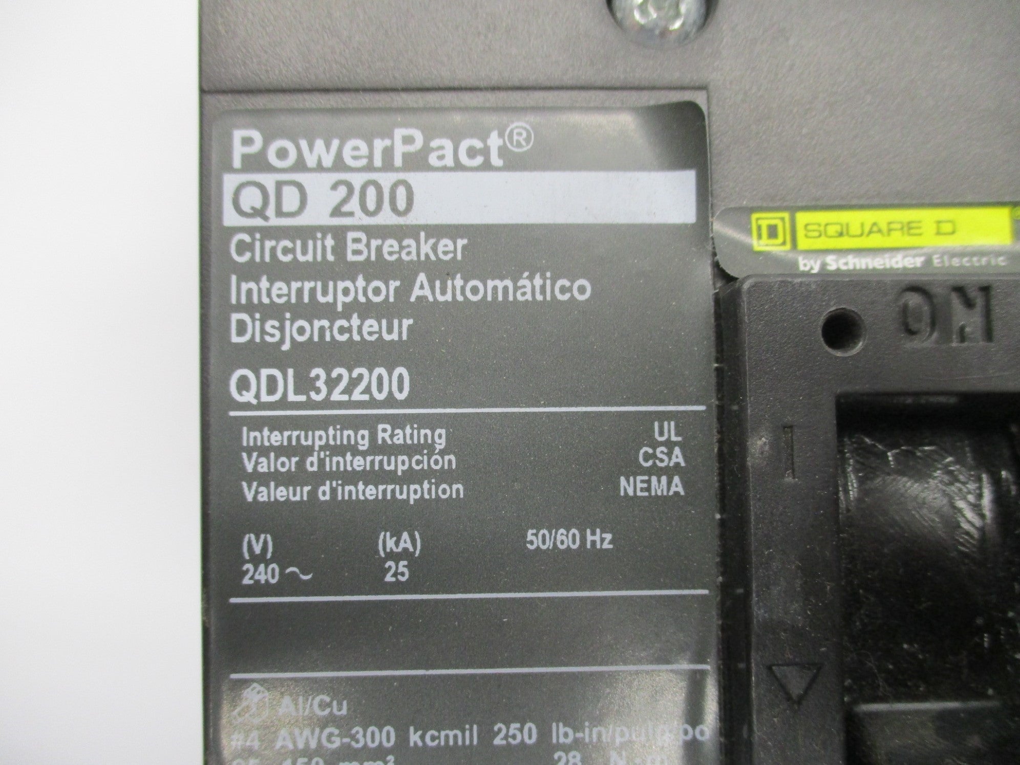 SQUARE D QDL32200 200A 240V (GREEN) UNMP
