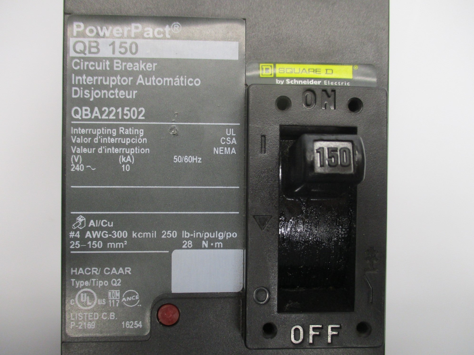 SQUARE D QBA221502 150A 240V (AS PICTURED) NSNP