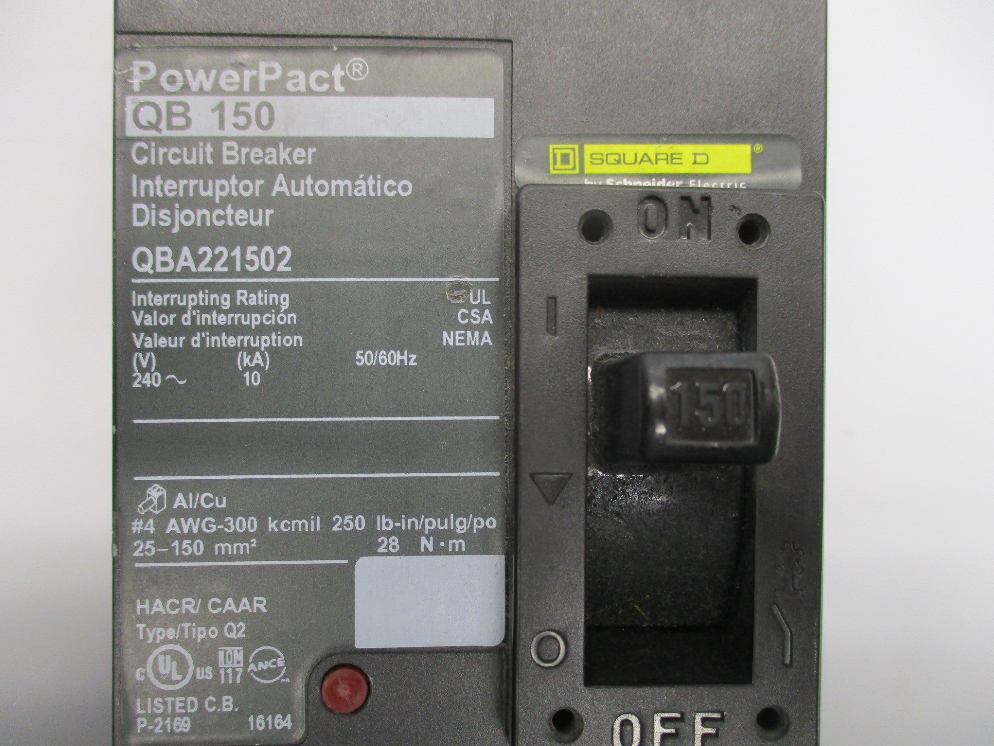 SQUARE D QBA221502 150A 240V NSNP