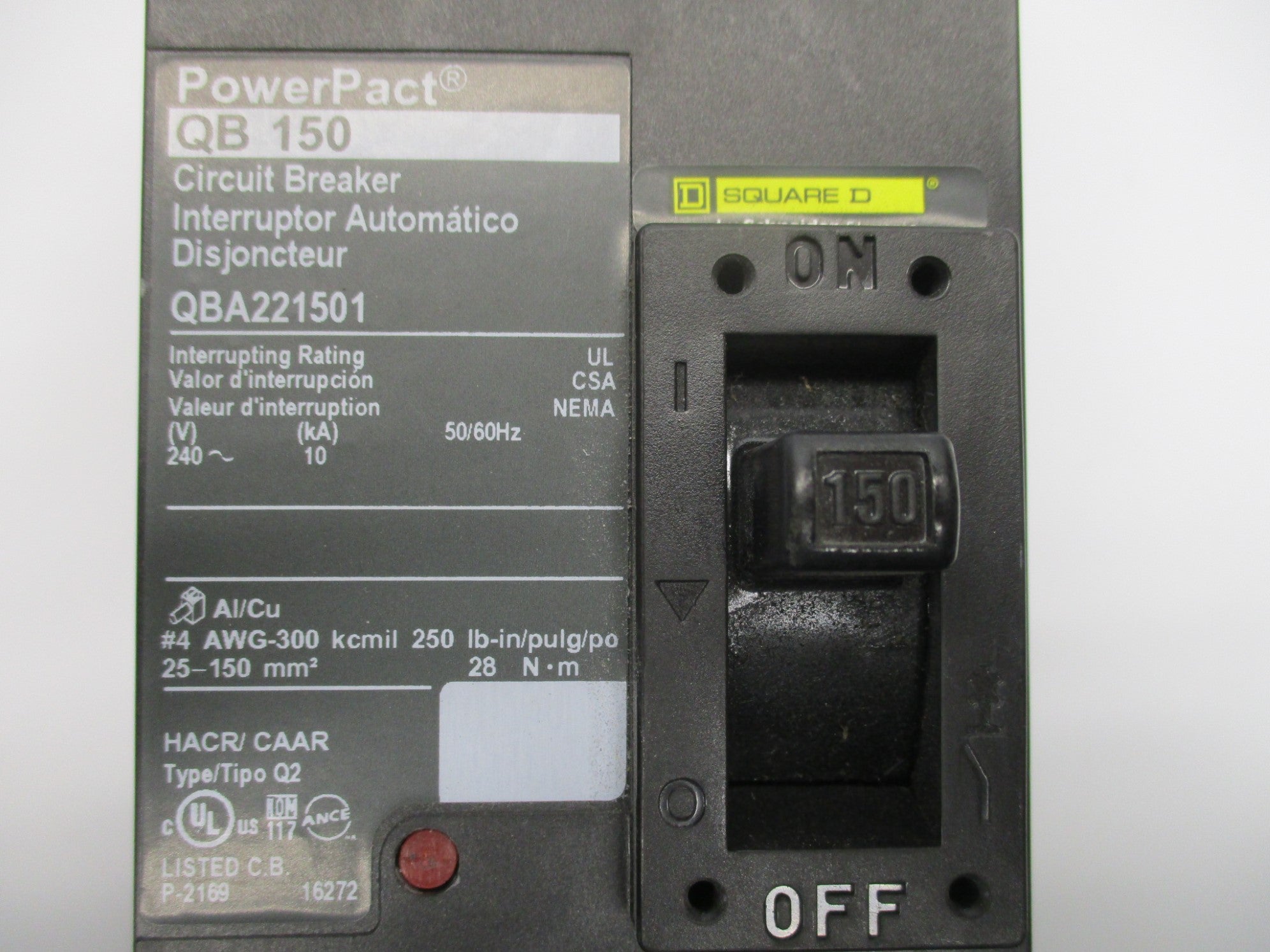 SQUARE D QBA221501 150A 240V NSNP